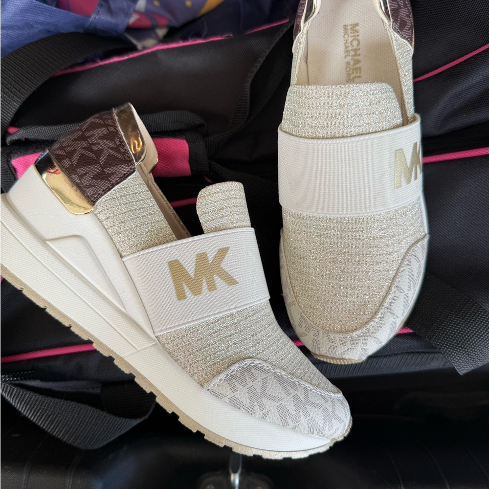 Michael Kors Cream and Brown Sneakers